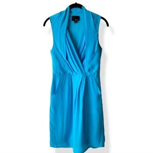 Greylin Camila Silk Crepe Sleeveless Blue Dress Size S